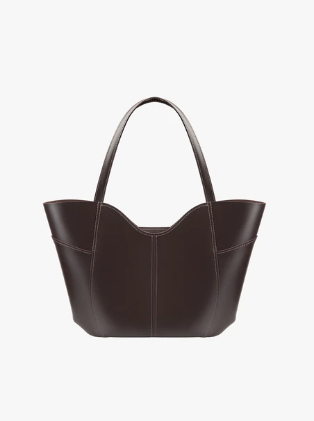 Dunkelbraune A4-Shopper-Tasche aus Leder