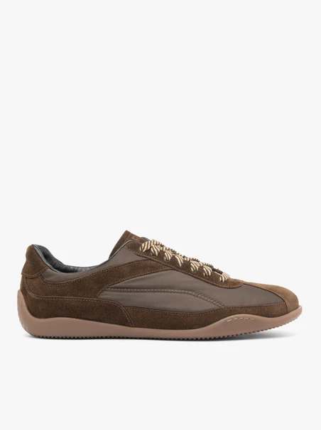 Braun-olivfarbene Sport-Halbschuhe