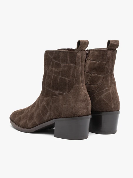 Braune Stiefel mit Krokodilledermuster