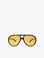 Schwarze Unisex-Fliegerbrille mit gelben Gläsern