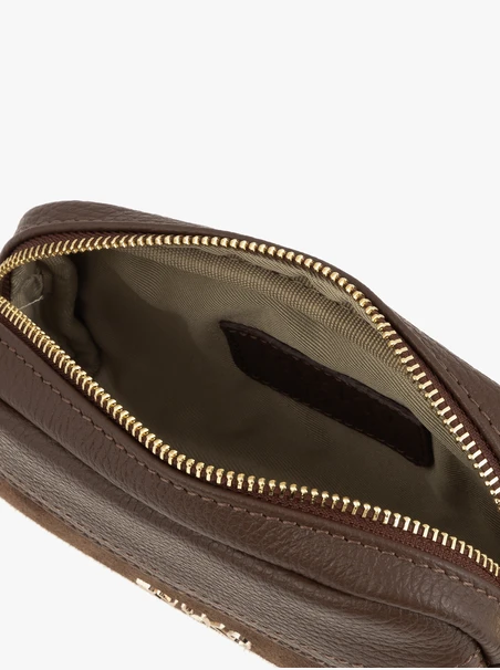 Handtasche aus hellbraunem Leder und Velours