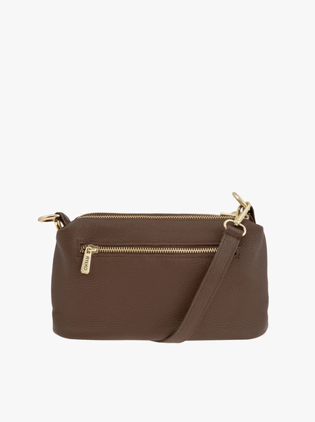 Handtasche aus hellbraunem Leder und Velours
