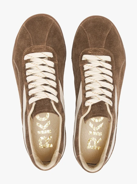 Dunkelbeige Sporthalbschuhe mit weißen Elementen