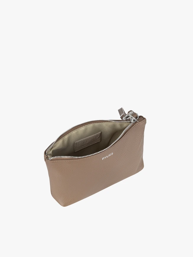 Cremefarbene Kosmetiktasche aus Glattleder