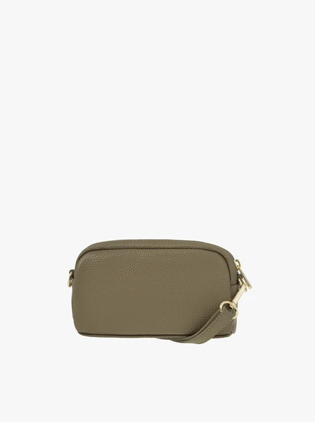 Handtasche aus olivfarbenem Leder und Velours