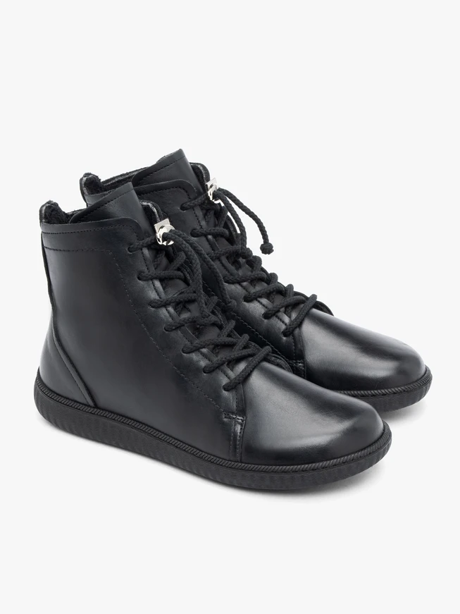 Schwarze Sportstiefel aus Glattleder