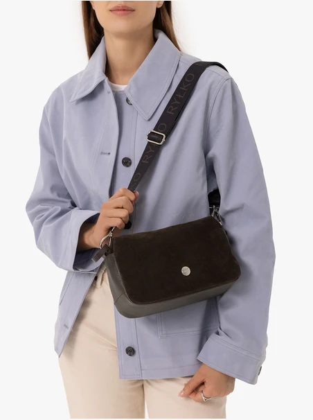 Dunkelbraune Handtasche mit breitem Riemen