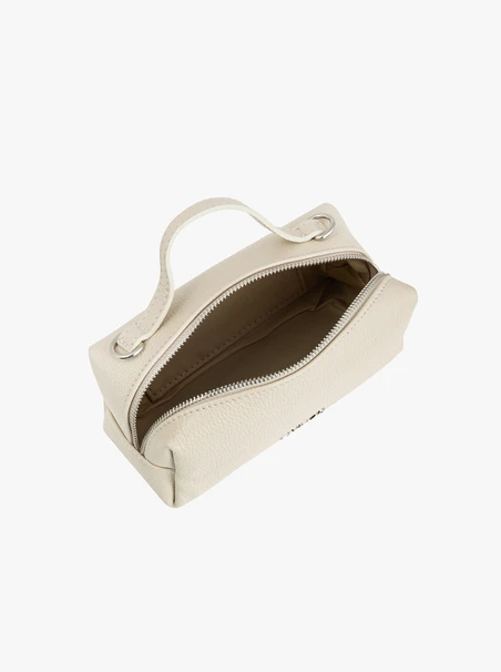 Cremefarbene kleine Lederhandtasche