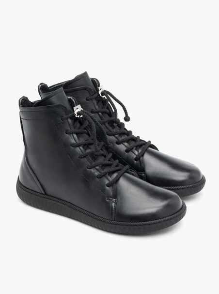 Schwarze Sportstiefel aus Glattleder