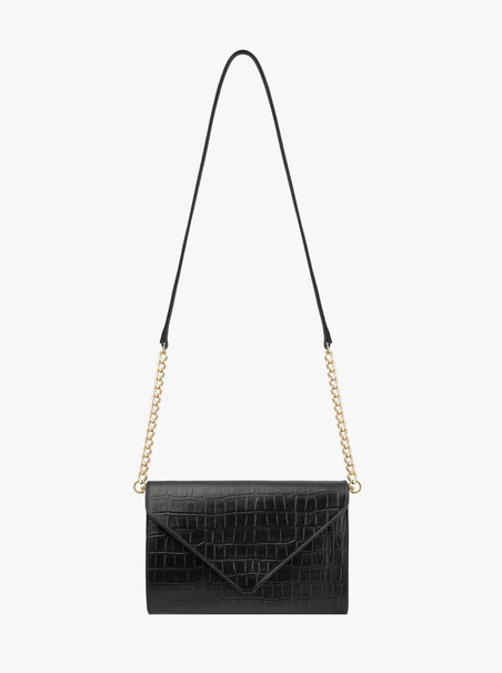 Schwarze Handtasche in Krokodilleder-Optik