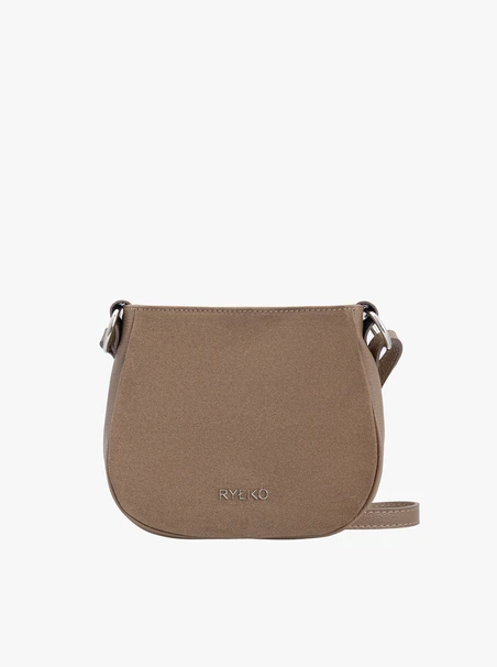 Handtasche aus dunkelbeigem Leder und Velours