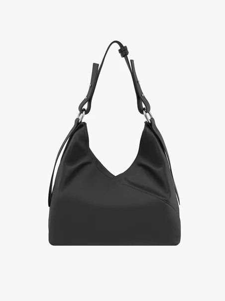 Große schwarze Handtasche aus Glattleder