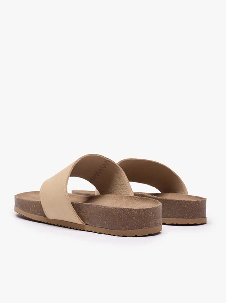 Beigefarbene Leder-Flip-Flops