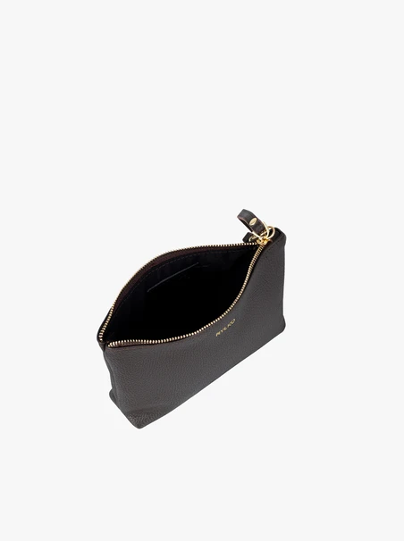 Dunkelbraune Kosmetiktasche aus Glattleder