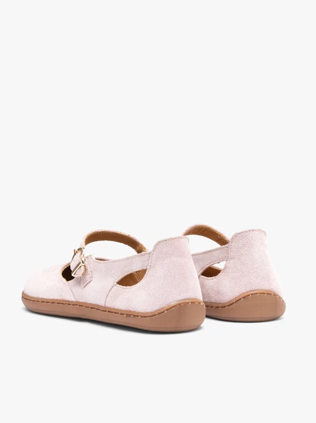 Rosa Barfuß-Ballerinas aus Veloursleder