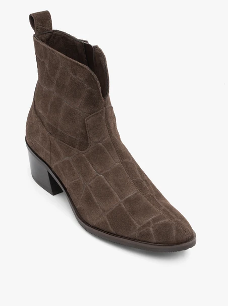 Braune Stiefel mit Krokodilledermuster
