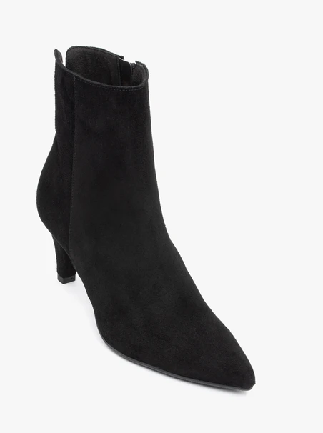 <p>Schwarze hohe Stiefeletten mit Stilettoabsatz</p>