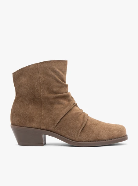 Dunkelbeige geknitterte Cowboystiefel