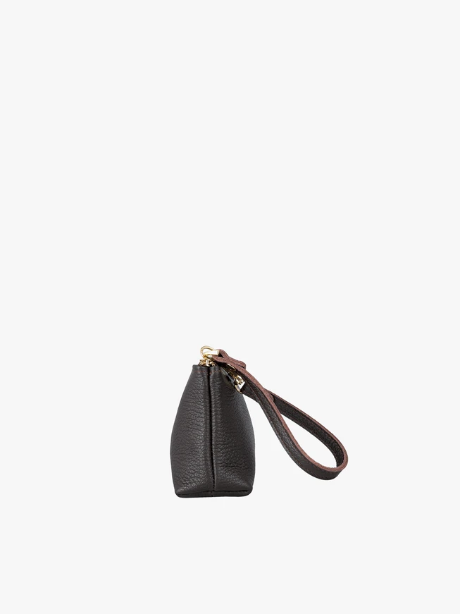 Braune Kosmetiktasche aus Glattleder