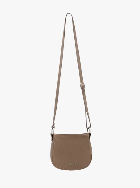 Handtasche aus dunkelbeigem Leder und Velours
