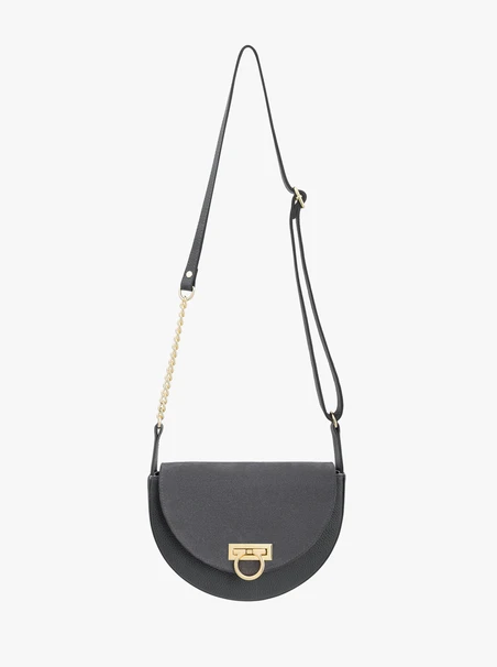Dunkelgraue Handtasche im Crescent-Stil