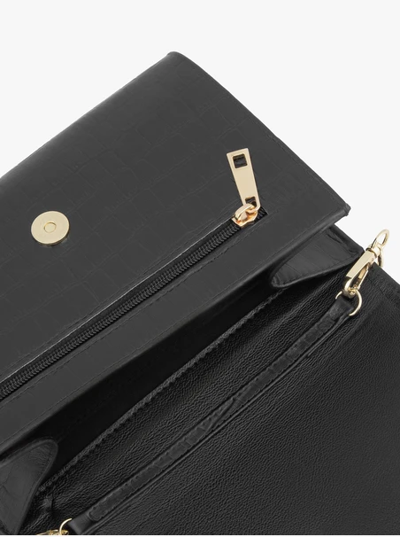 Schwarze Handtasche in Krokodilleder-Optik