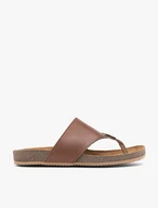 Braune Leder-Flip-Flops mit Verzierung