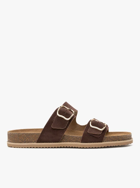 Kastanienbraune Flip-Flops mit zwei Riemen