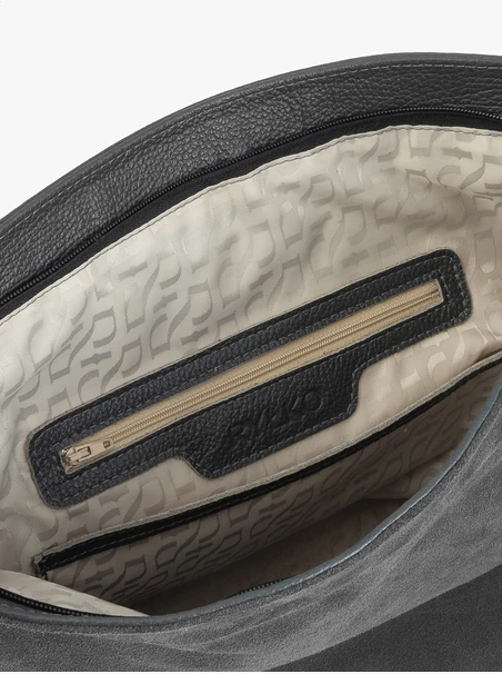 Dunkelgraue Lederhandtasche