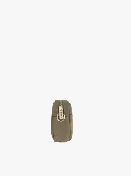 Handtasche aus olivfarbenem Leder und Velours
