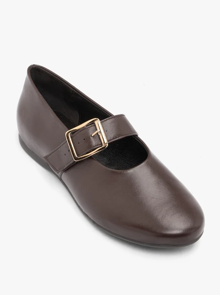 Dunkelbraune Riemchen-Ballerinas