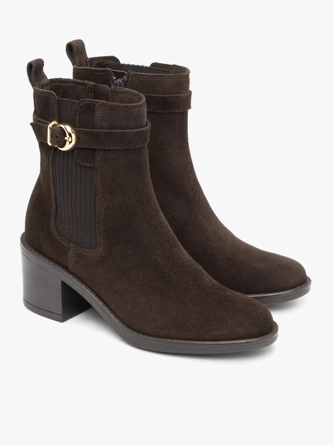 Dunkelbraune Slingbacks mit Schnallenverzierung