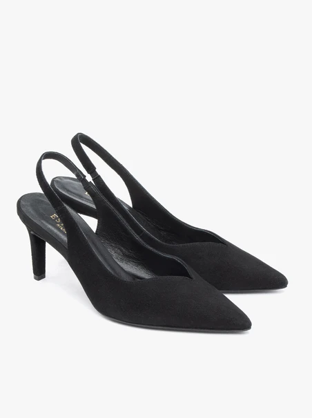 Schwarze Slingback-Pumps mit Stilettoabsatz