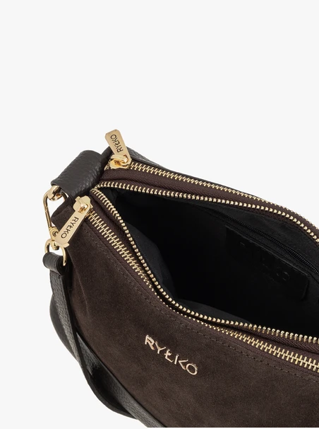 Handtasche aus braunem Leder und Velours