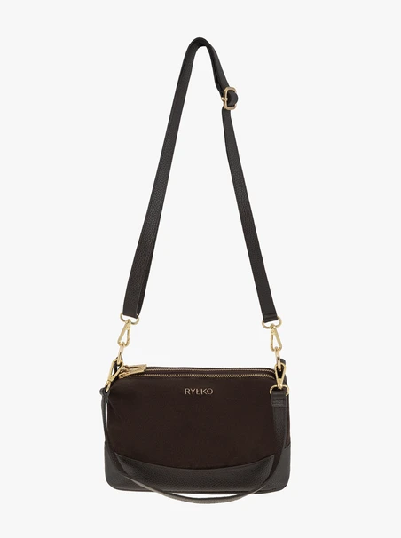 Handtasche aus braunem Leder und Velours