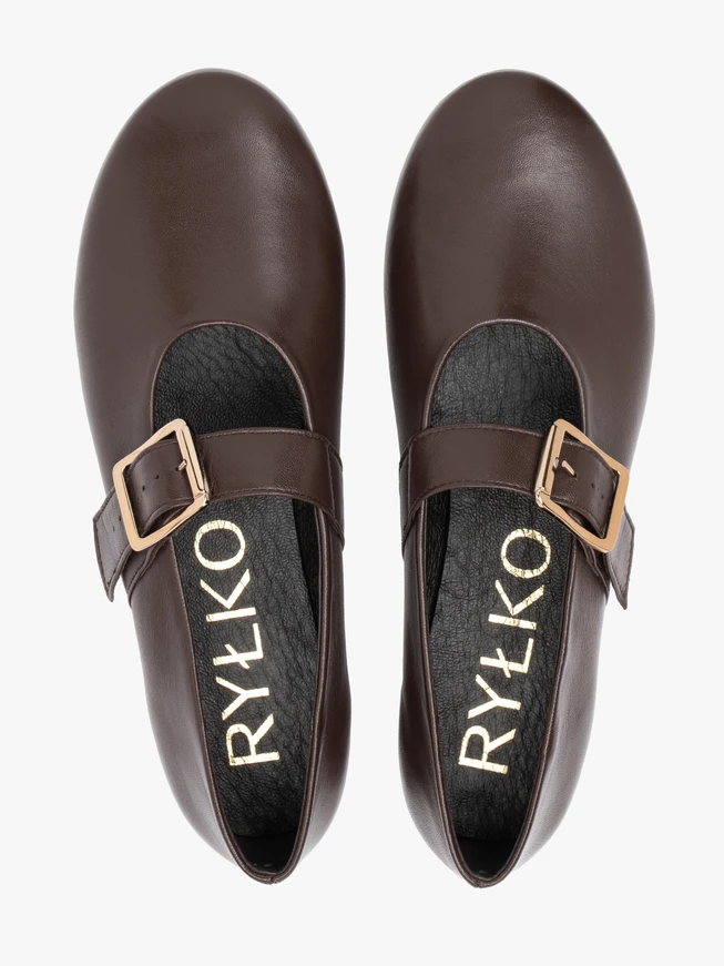 Dunkelbraune Riemchen-Ballerinas