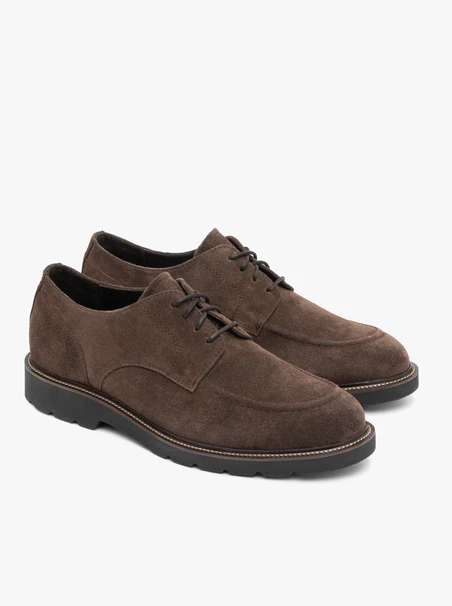 Halbschuhe aus dunkelbraunem Veloursleder