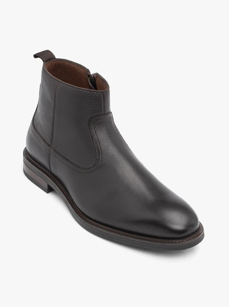 Dunkelbraune Stiefeletten aus Glattleder