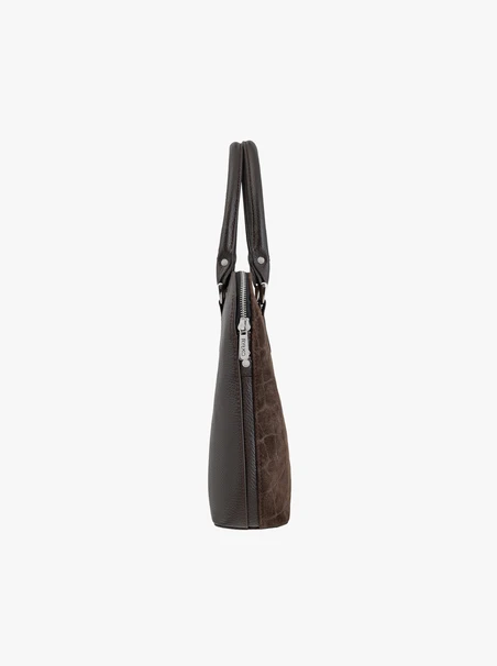 Braune Laptoptasche im Krokodilleder-Look