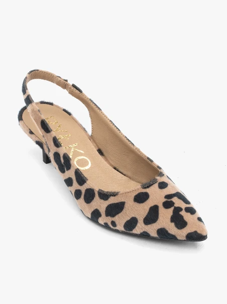 Slingback-Pumps mit Ozelot-Muster