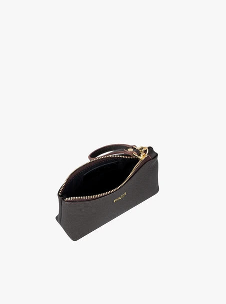 Braune Kosmetiktasche aus Glattleder