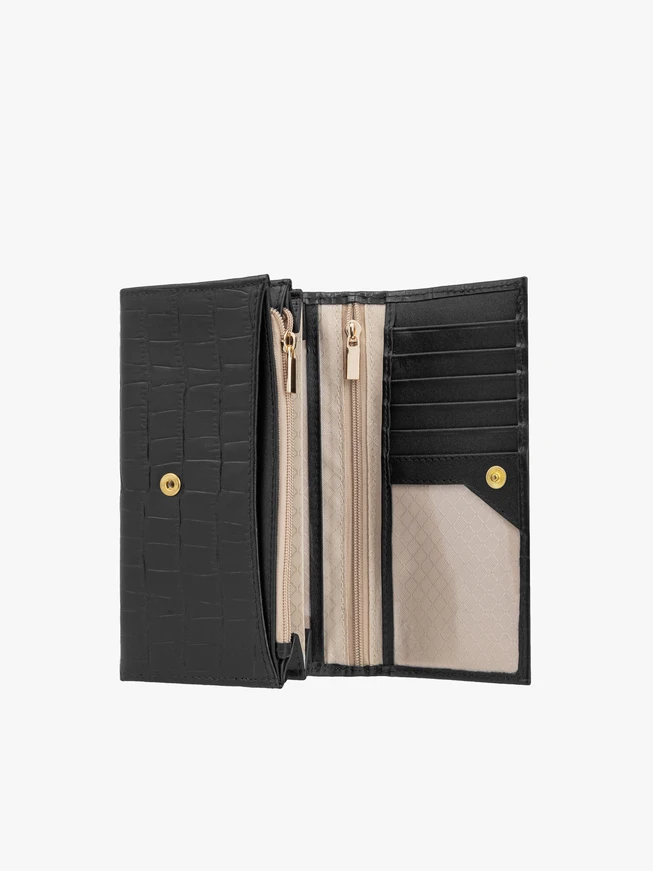 Schwarze Geldbörse im Krokodilleder-Design