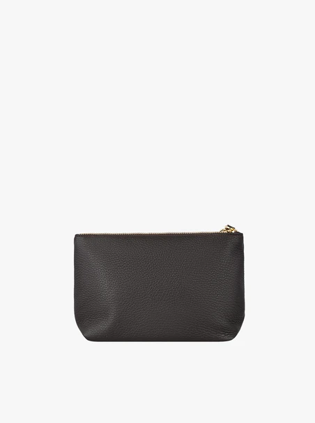Dunkelbraune Kosmetiktasche aus Glattleder