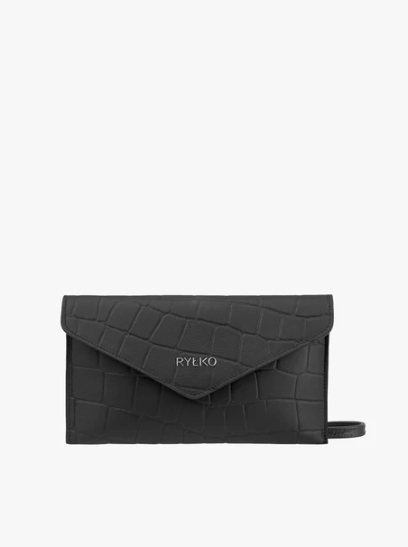 Schwarze Handtasche in Krokodilleder-Optik