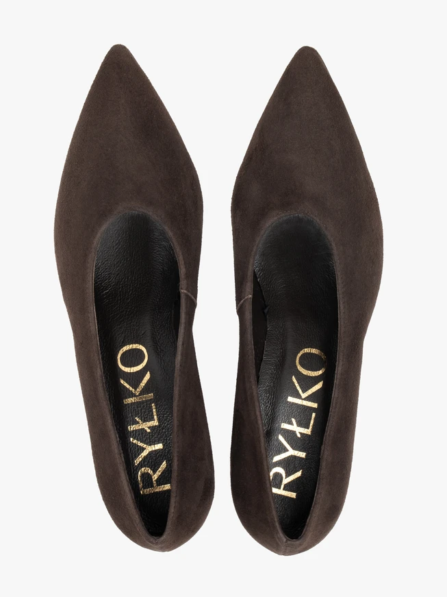 Dunkelbraune Pumps aus Veloursleder