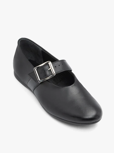 Schwarze Mary Jane Ballerinas mit Schnallenverzierung