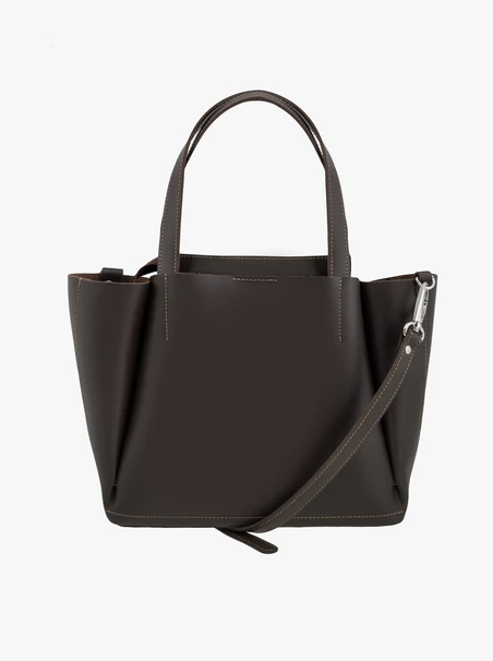Dunkelbraune A4-Lederhandtasche