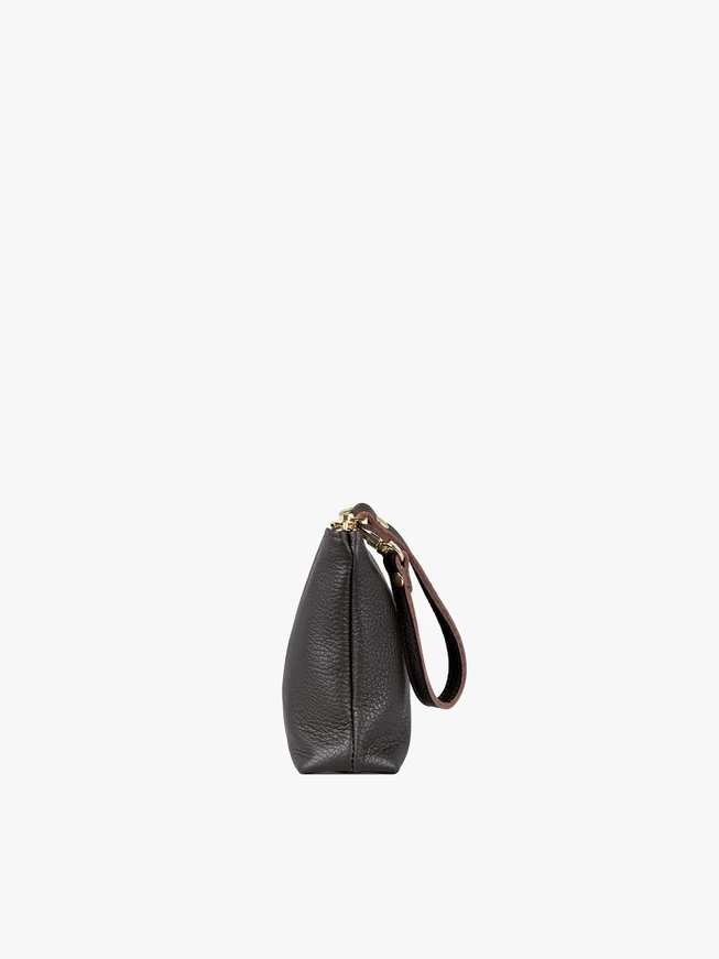 Dunkelbraune Kosmetiktasche aus Glattleder