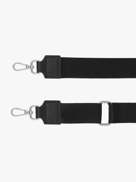 Schwarzer Handtaschenriemen aus Leder und Stoff