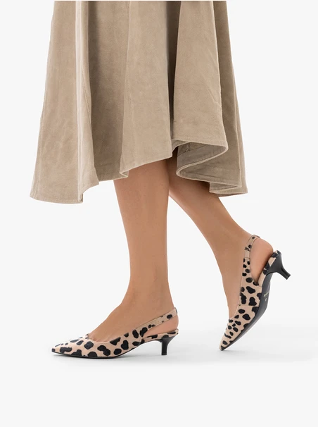 Slingback-Pumps mit Ozelot-Muster